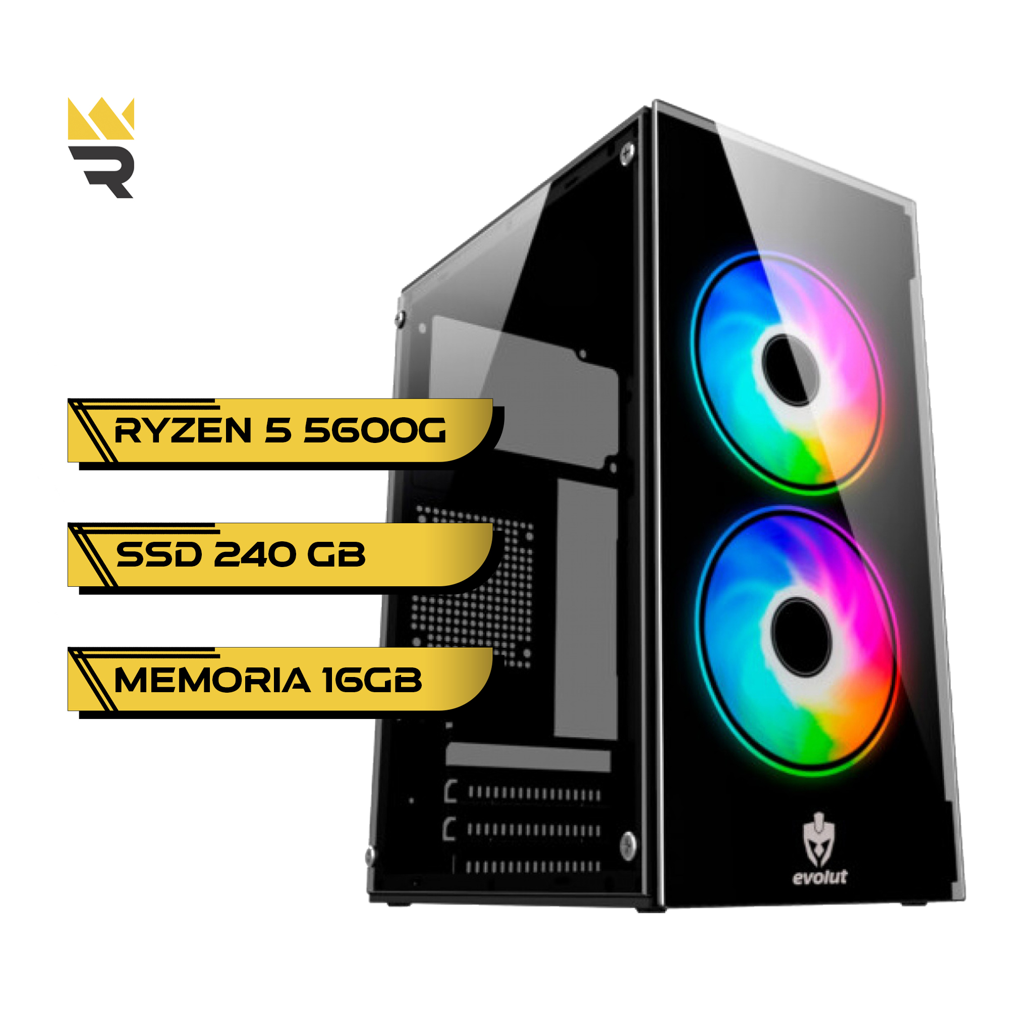 Win11搭載 E570 メモリ8GB SSD128GB HDD500GB COMPUTADOR GAMER RYZEN 5 5600G, PLACA MAE A520, MEMORIA RAM 16 GB